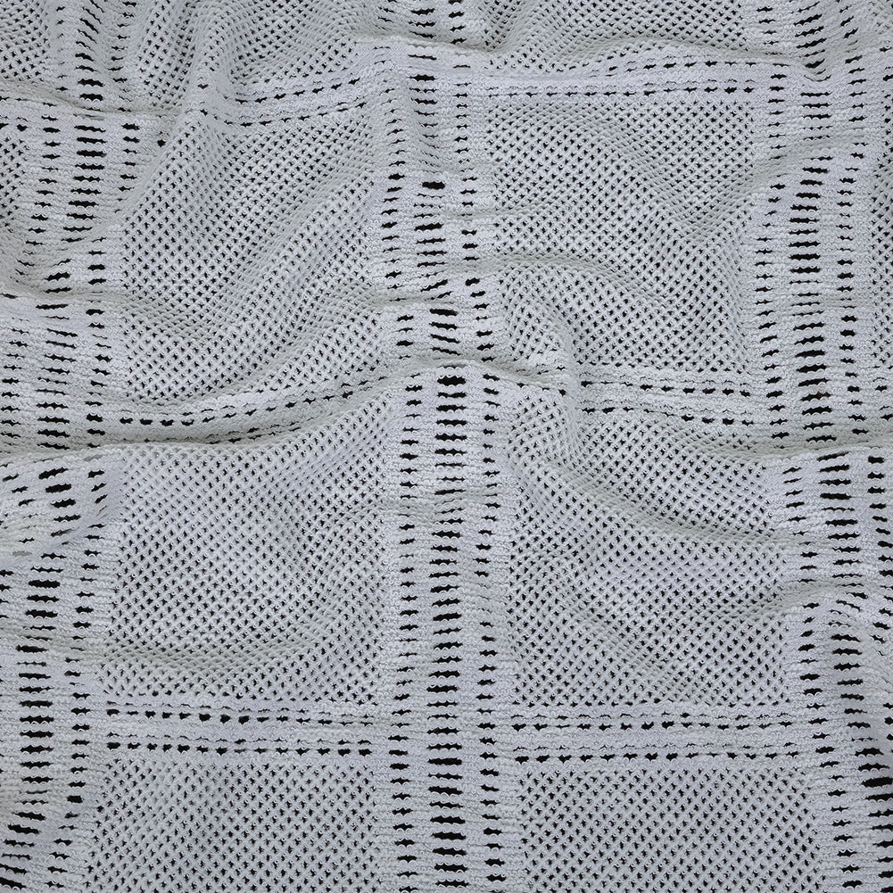 Italian Optic White Squares Stretch Crochet Lace Italian Optic White Squares Stretch Crochet Lace