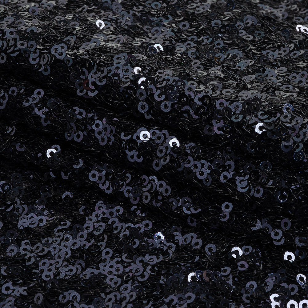 Neon Navy Clustered Baby Sequins on Stretch Mesh Folded Neon Navy Clustered Baby Sequins on Stretch Mesh Folded