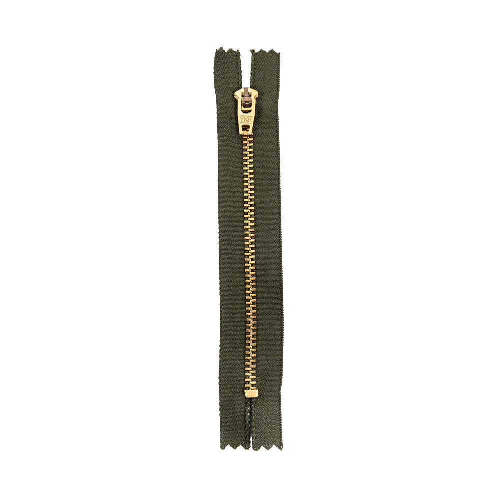 YKK Forest Night Metal Closed Bottom Zipper with Gold Teeth - 5" YKK Forest Night Metal Closed Bottom Zipper with Gold Teeth - 5"