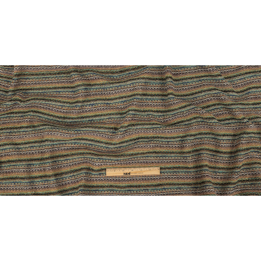 Tangerine, Avocado and Aqua Stripes Cotton Blended Sweater Knit Full Tangerine, Avocado and Aqua Stripes Cotton Blended Sweater Knit Full