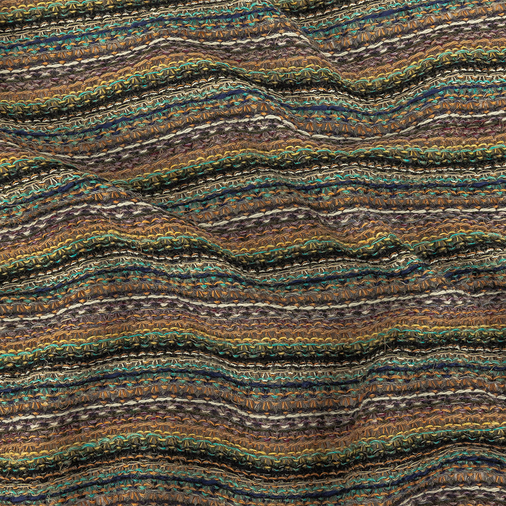 Tangerine, Avocado and Aqua Stripes Cotton Blended Sweater Knit Tangerine, Avocado and Aqua Stripes Cotton Blended Sweater Knit