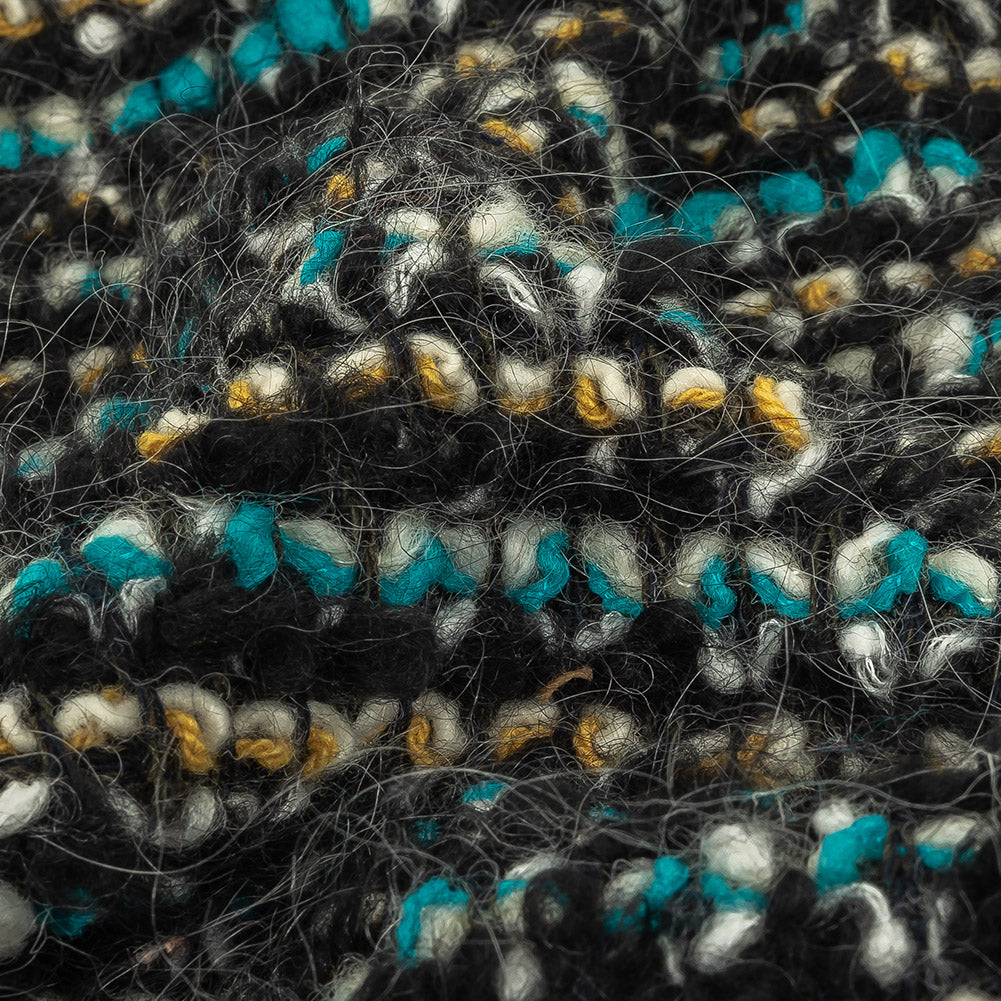 Navy, Aqua and Yellow Striped Chunky Wool Knit Detail Navy, Aqua and Yellow Striped Chunky Wool Knit Detail