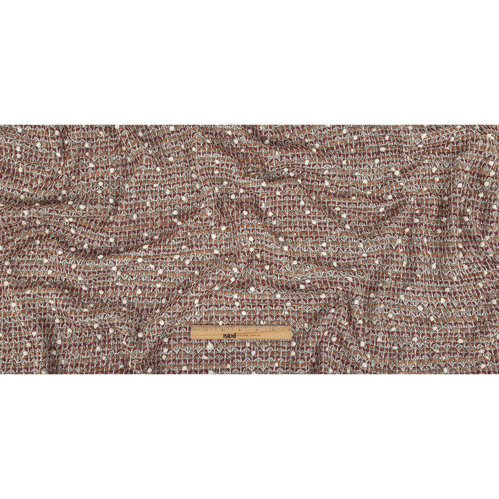 Pumpkin, Maroon and Silver Stretch Sweater Knit with Mini Sugar Swizzle Poms Full Pumpkin, Maroon and Silver Stretch Sweater Knit with Mini Sugar Swizzle Poms Full