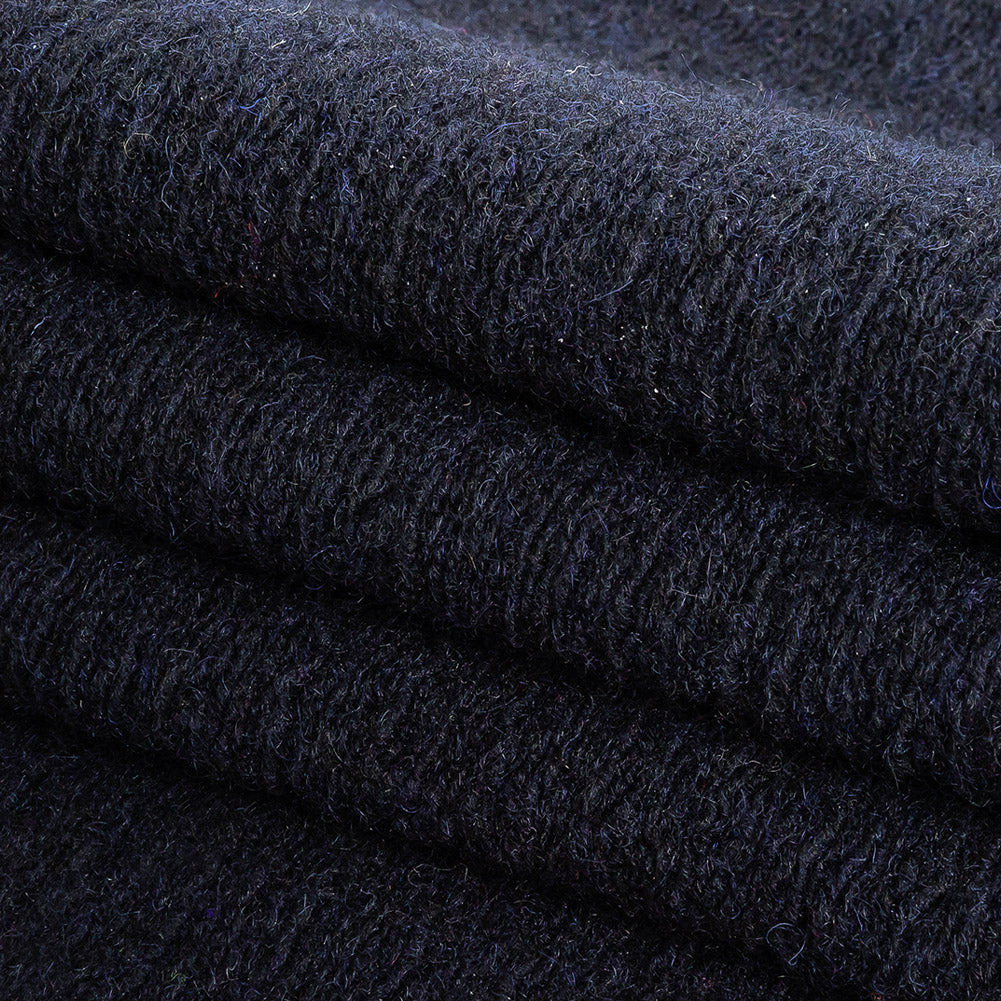 Navy Tactile Fuzzy Wool Knit Folded