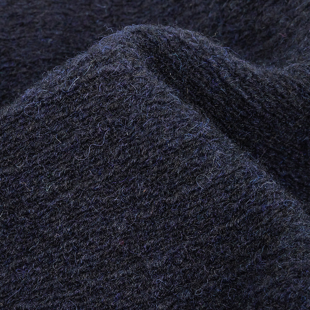 Navy Tactile Fuzzy Wool Knit Detail
