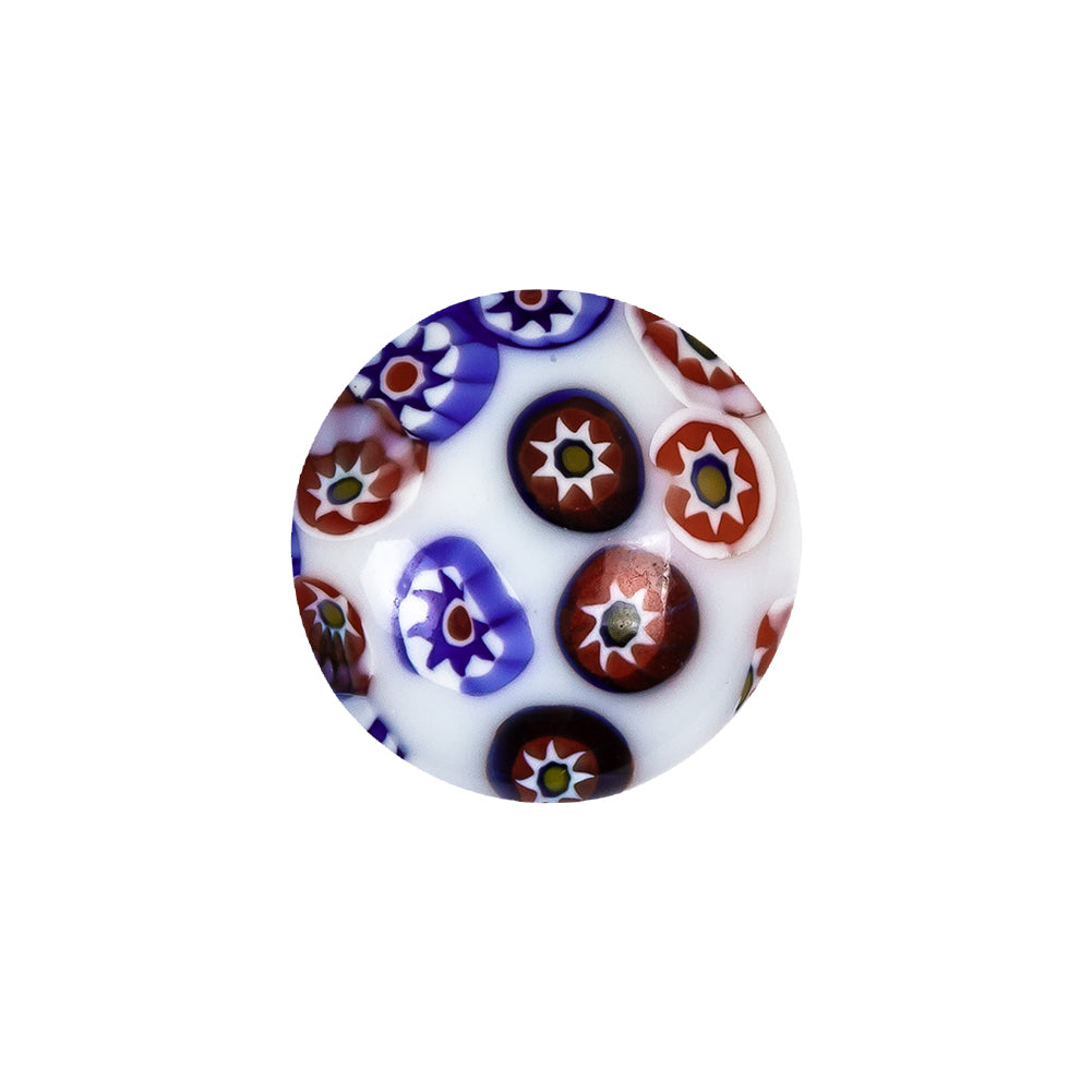 Vintage White, Red and Blue Mosaic Domed Shank Back Glass Button - 32L/20mm Vintage White, Red and Blue Mosaic Domed Shank Back Glass Button - 32L/20mm