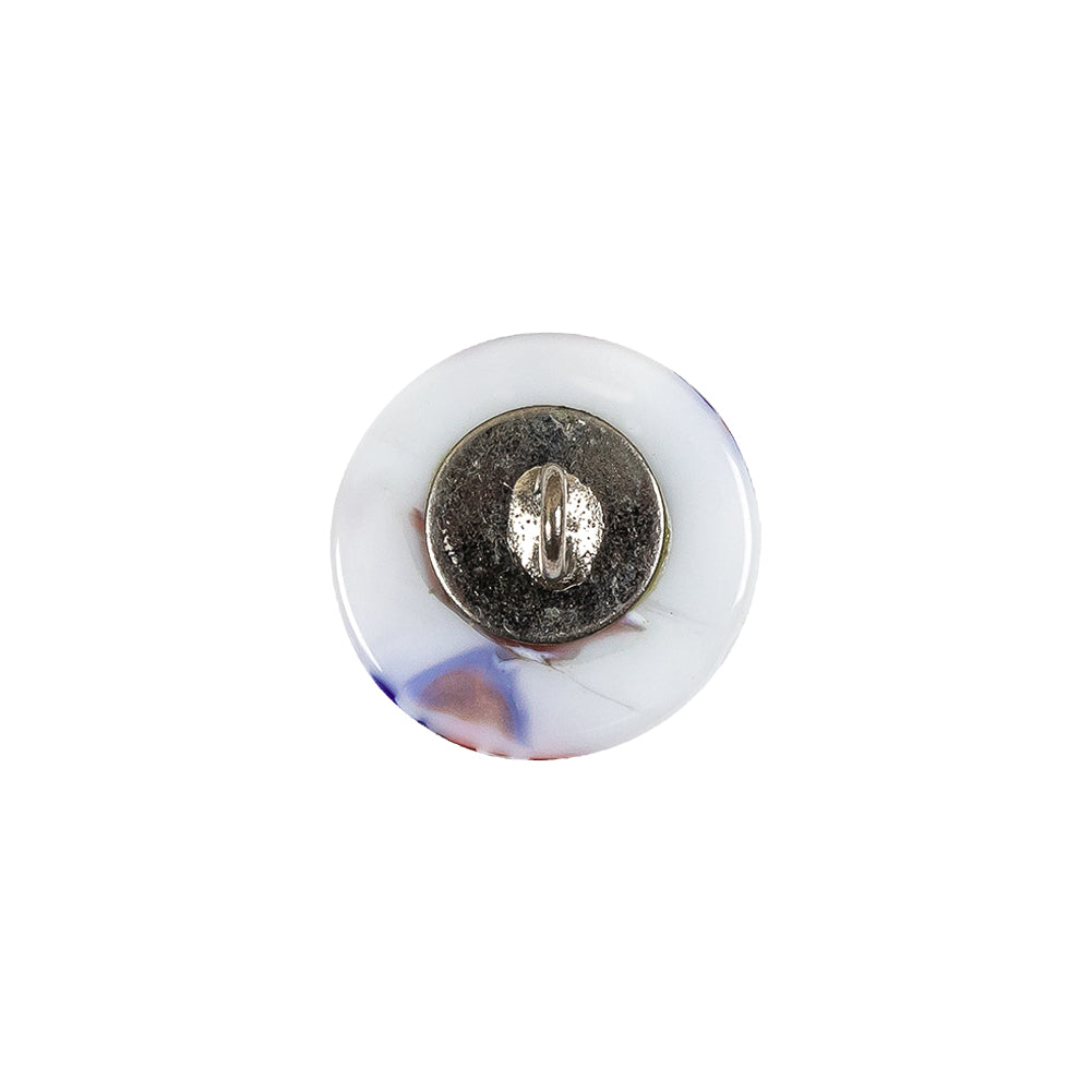Vintage White, Red and Blue Mosaic Domed Shank Back Glass Button - 24L/15mm Detail Vintage White, Red and Blue Mosaic Domed Shank Back Glass Button - 24L/15mm Detail