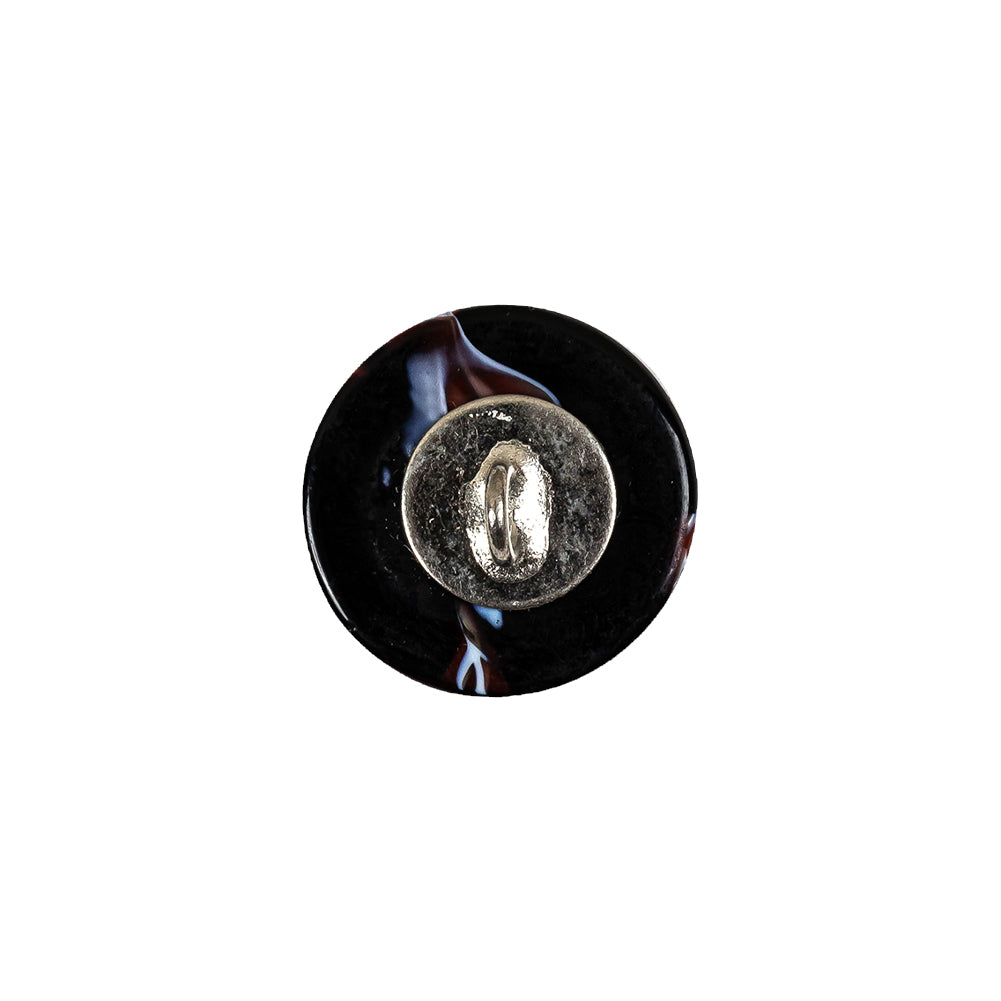 Vintage Black, Red and Blue Mosaic Domed Shank Back Glass Button - 24L/15mm Detail Vintage Black, Red and Blue Mosaic Domed Shank Back Glass Button - 24L/15mm Detail