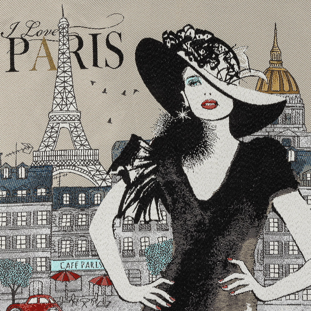 French Linen I Love Paris Oversized Square Patch - 18.875" French Linen I Love Paris Oversized Square Patch - 18.875"