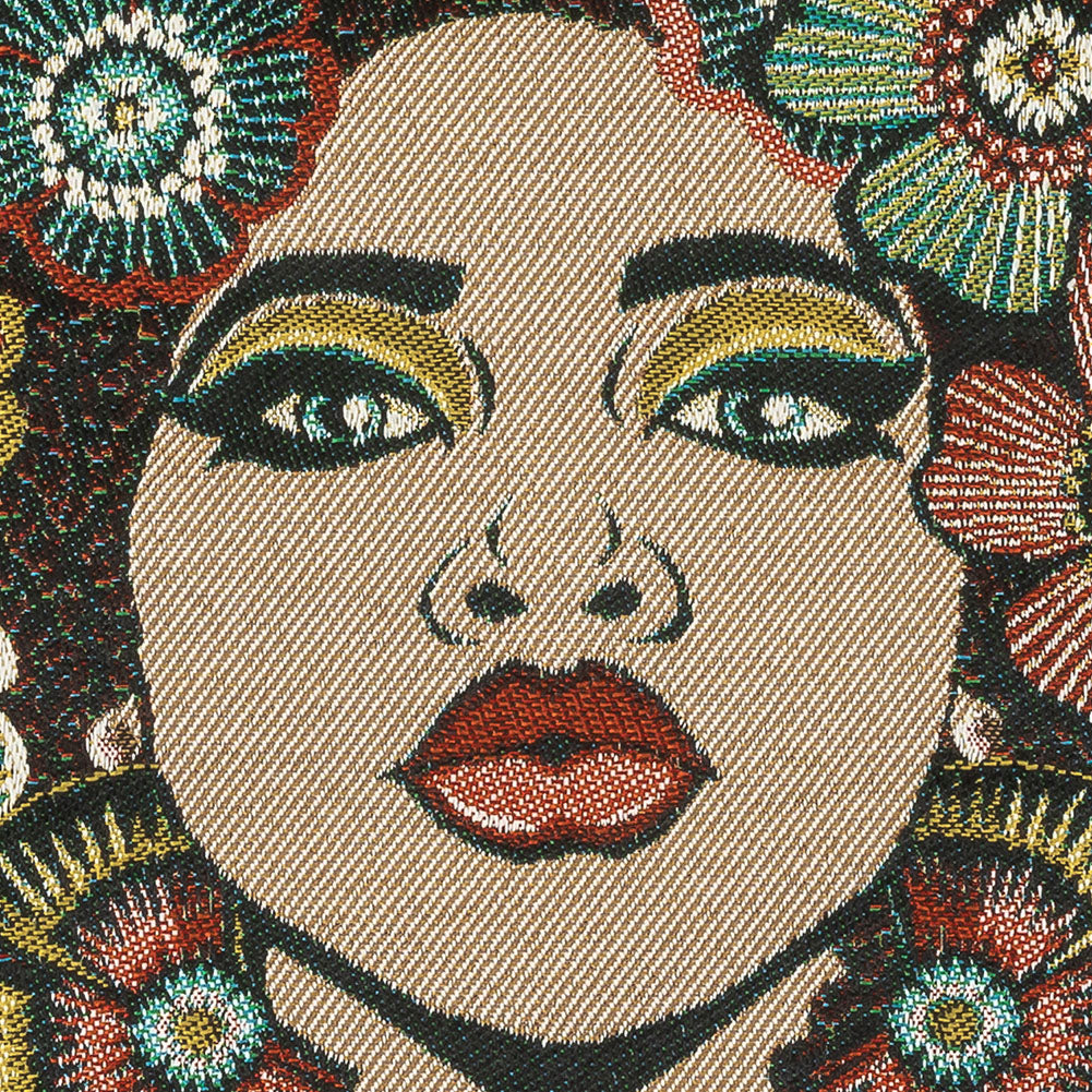 French Green Floral Destiny Cotton Blend Oversized Square Patch - 18.875" Detail French Green Floral Destiny Cotton Blend Oversized Square Patch - 18.875" Detail