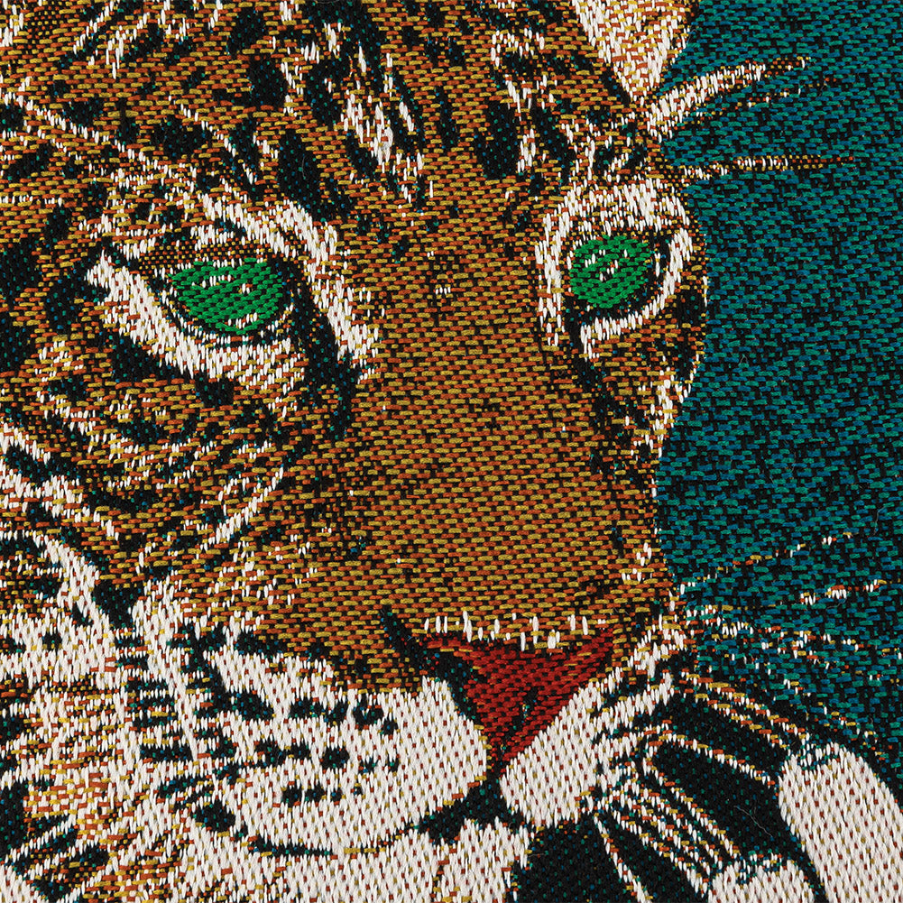 French Teal Jaguar Harley Oversized Square Patch - 18.875" Detail French Teal Jaguar Harley Oversized Square Patch - 18.875" Detail