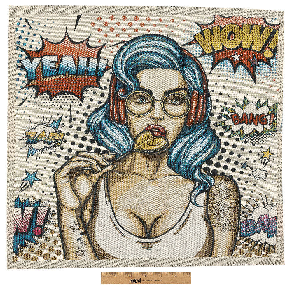 French Blue Girl with Lollipop Oversized Square Patch - 18.875" Full French Blue Girl with Lollipop Oversized Square Patch - 18.875" Full