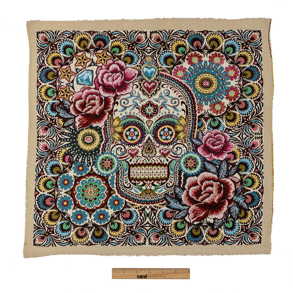 French Pale Yellow Sugar Mandalas Oversized Square Patch - 18.875" Full French Pale Yellow Sugar Mandalas Oversized Square Patch - 18.875" Full