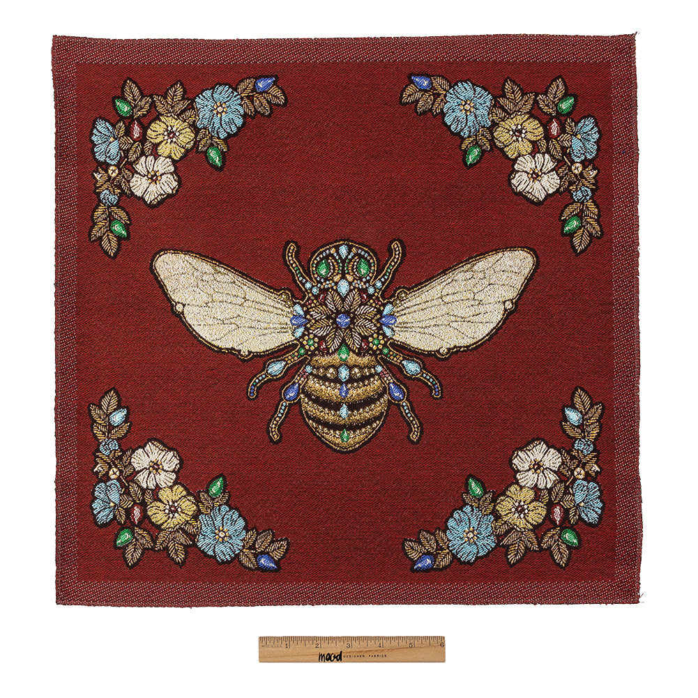 French Burgundy Queen Bee Cotton Blend Oversized Square Patch - 18.875" Full French Burgundy Queen Bee Cotton Blend Oversized Square Patch - 18.875" Full