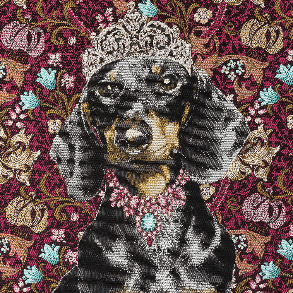 French Fuchsia Crowned Dachshund Oversized Square Patch - 18.875" French Fuchsia Crowned Dachshund Oversized Square Patch - 18.875"