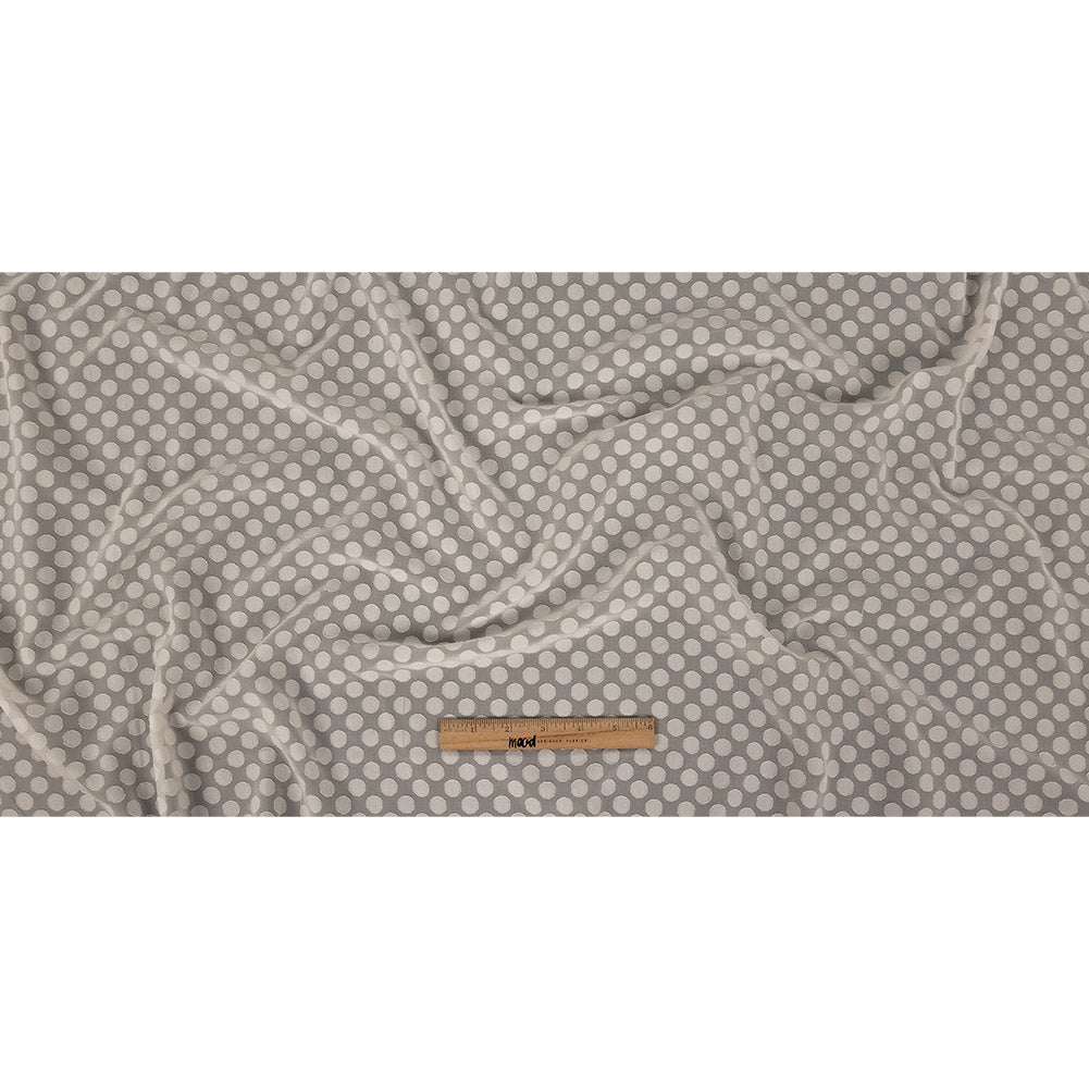 Famous Australian Designer Pearl Polyester Chiffon with Burnout Polka Dots Full Famous Australian Designer Pearl Polyester Chiffon with Burnout Polka Dots Full