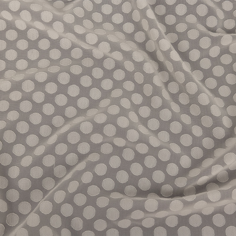 Famous Australian Designer Pearl Polyester Chiffon with Burnout Polka Dots Famous Australian Designer Pearl Polyester Chiffon with Burnout Polka Dots