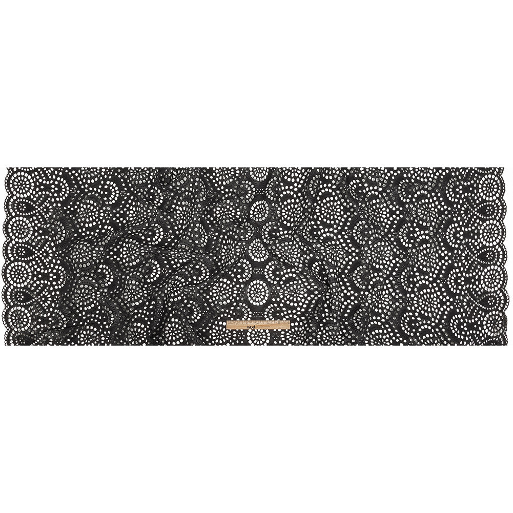 Famous Australian Designer Black Scalloped Embroidered Cotton Eyelet with Scalloped Edges Full Famous Australian Designer Black Scalloped Embroidered Cotton Eyelet with Scalloped Edges Full