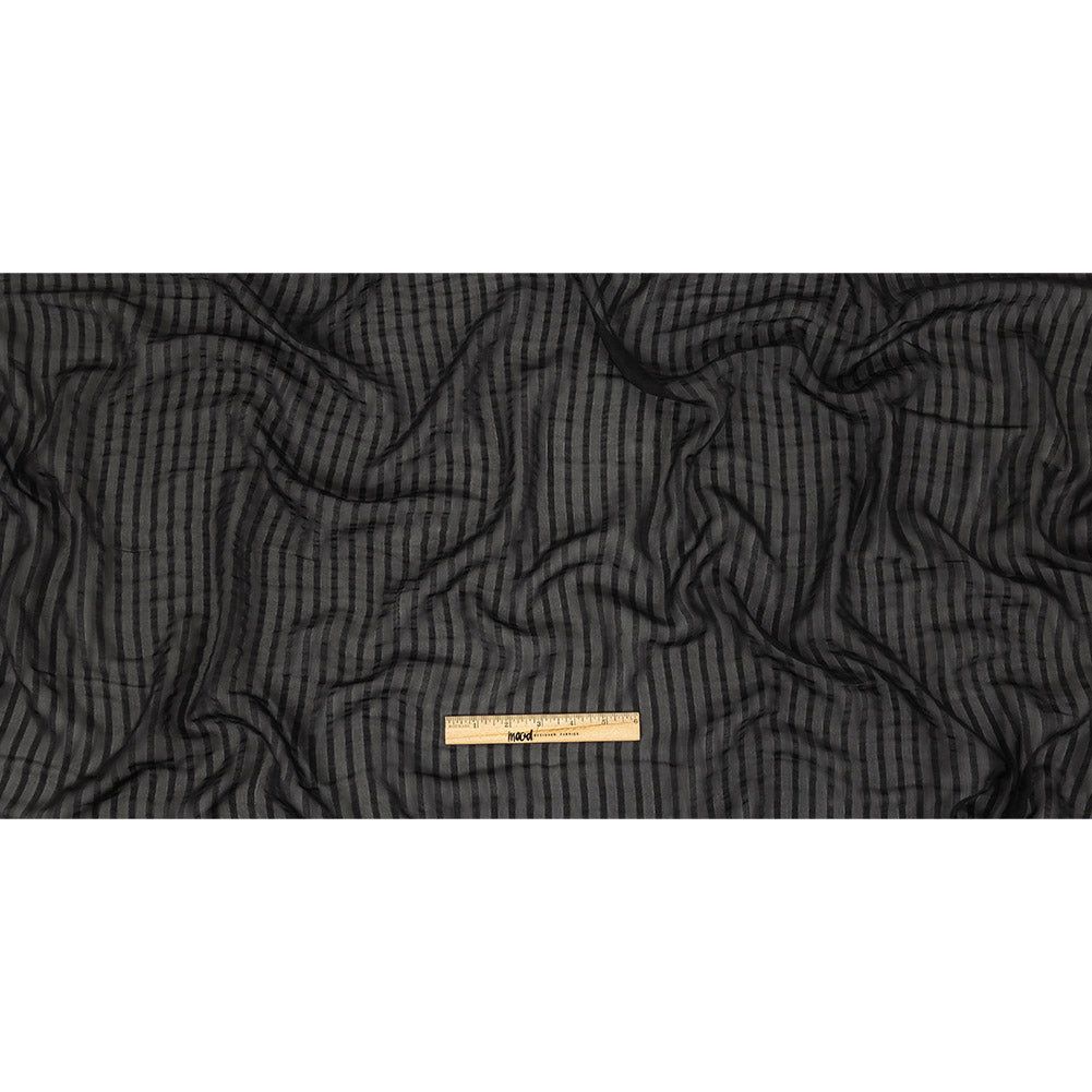 Famous Australian Designer Black Silk Georgette with Twill Stripes Full Famous Australian Designer Black Silk Georgette with Twill Stripes Full