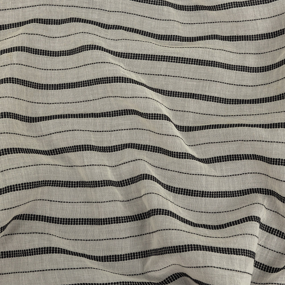 Famous Australian Designer Ivory Cotton Voile with Phantom Woven Pinstripes Famous Australian Designer Ivory Cotton Voile with Phantom Woven Pinstripes