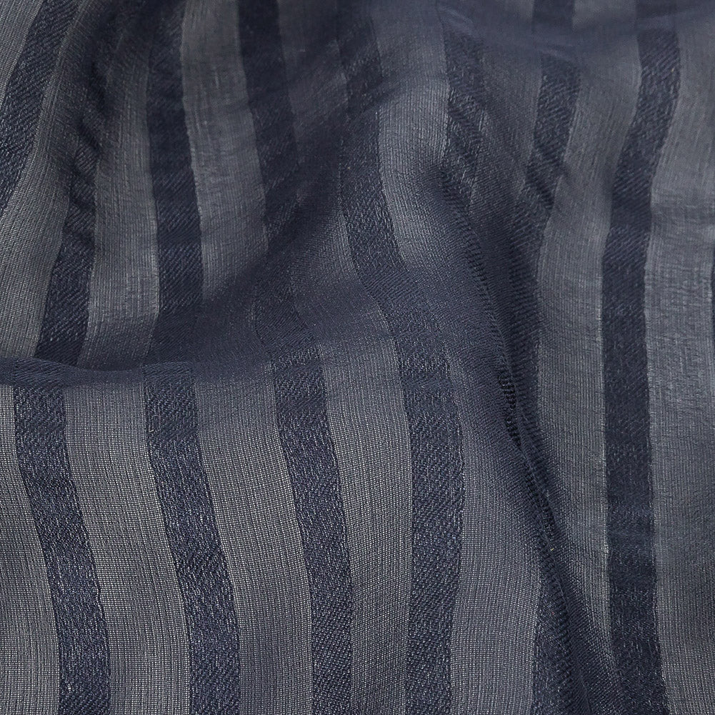 Famous Australian Designer Navy Silk Georgette with Twill Stripes Detail Famous Australian Designer Navy Silk Georgette with Twill Stripes Detail