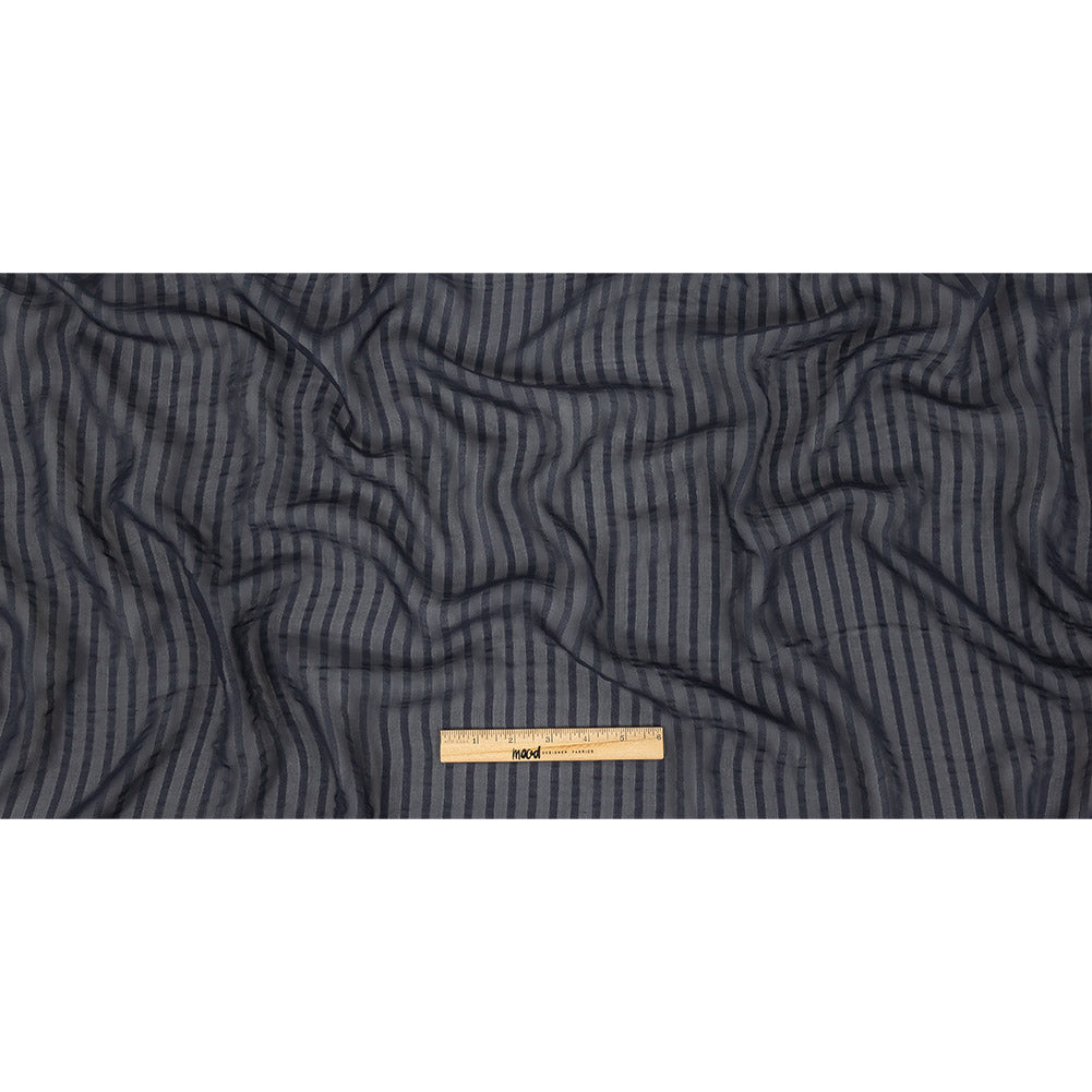Famous Australian Designer Navy Silk Georgette with Twill Stripes Full Famous Australian Designer Navy Silk Georgette with Twill Stripes Full