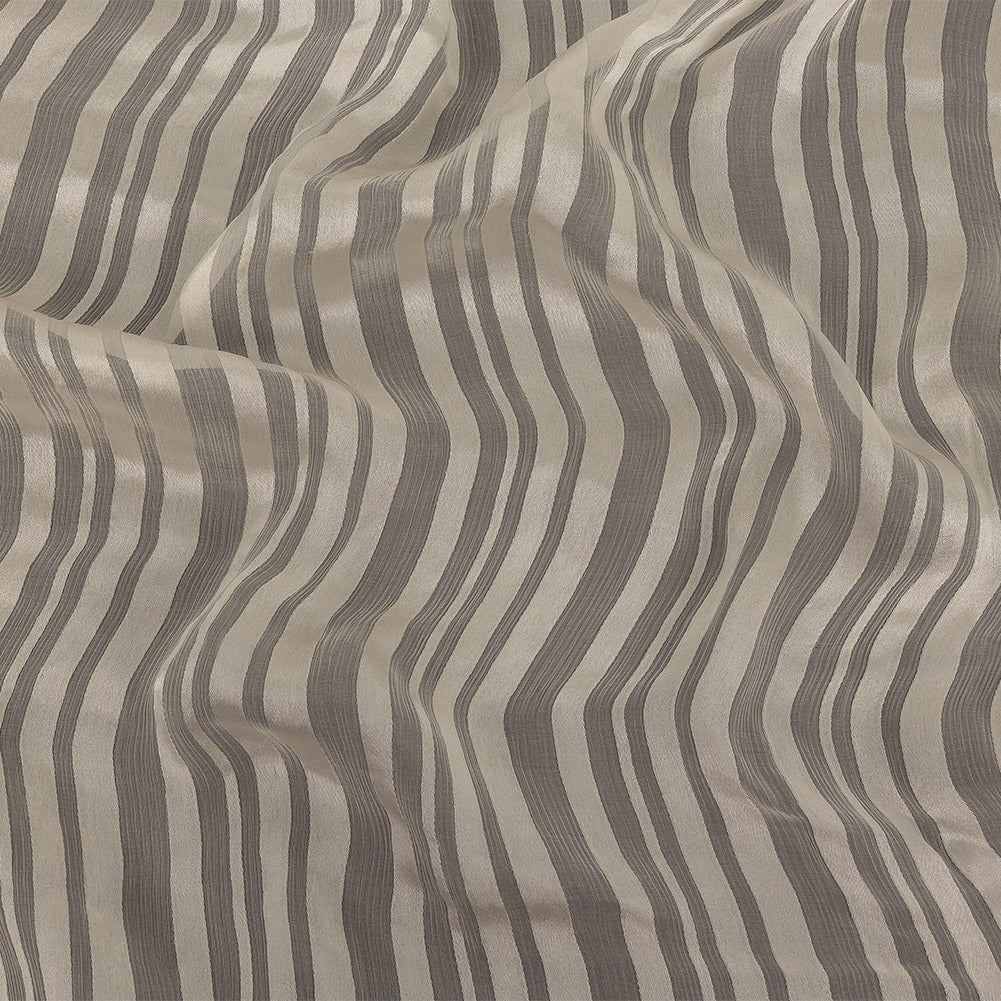 Famous Australian Designer Vanilla Ice Crinkled Silk Chiffon with Satin Stripes Famous Australian Designer Vanilla Ice Crinkled Silk Chiffon with Satin Stripes