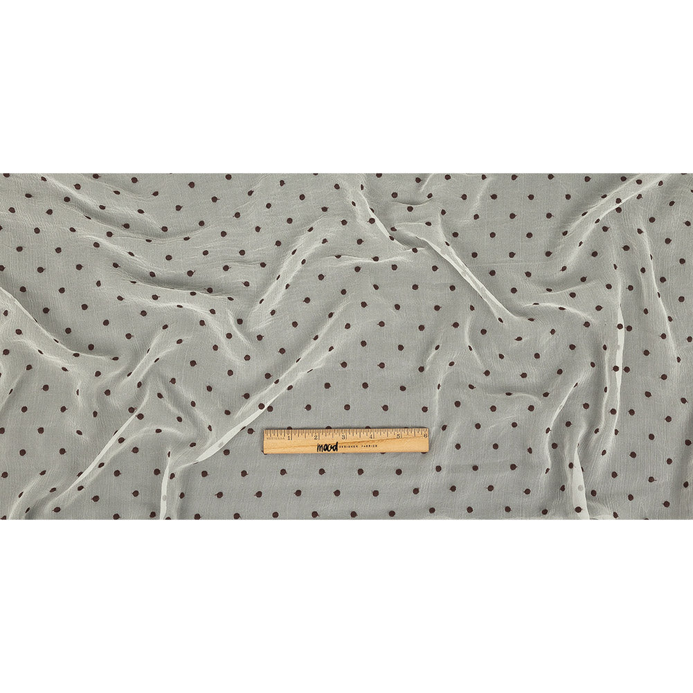 Famous Australian Designer Coconut Milk and Chocolate Embroidered Dots Crinkled Silk Georgette Full Famous Australian Designer Coconut Milk and Chocolate Embroidered Dots Crinkled Silk Georgette Full