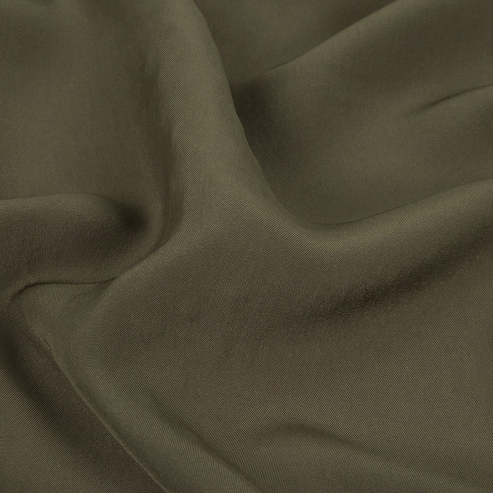 Famous Australian Designer Olive Crepe de Chine Viscose Lining Detail Famous Australian Designer Olive Crepe de Chine Viscose Lining Detail