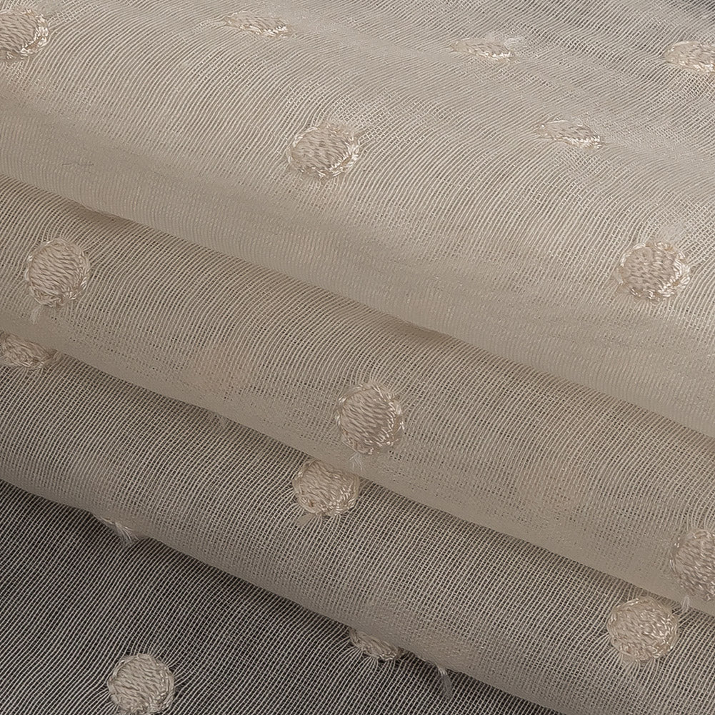 Famous Australian Designer Frozen Dew Embroidered Dots Cotton and Silk Voile Folded Famous Australian Designer Frozen Dew Embroidered Dots Cotton and Silk Voile Folded