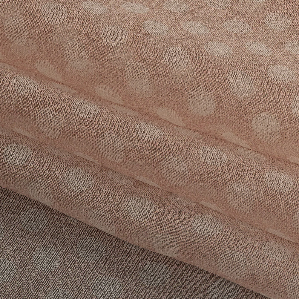 Famous Australian Designer Peach and Ivory Polka Dotted Silk Georgette Folded Famous Australian Designer Peach and Ivory Polka Dotted Silk Georgette Folded