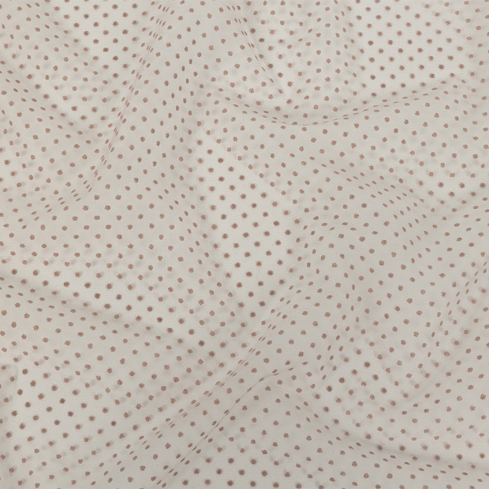 Famous Australian Designer Rustic Lilac Flocked Dots Polyester Mesh Famous Australian Designer Rustic Lilac Flocked Dots Polyester Mesh