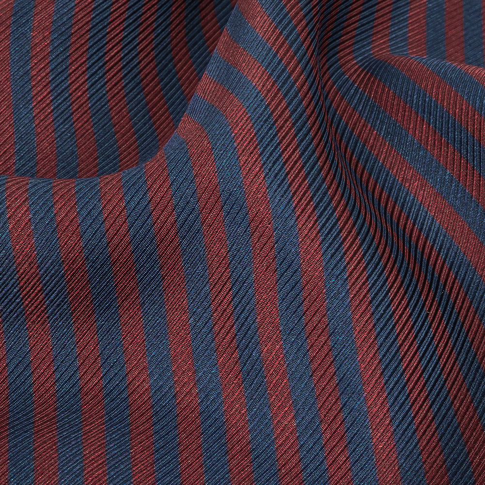 Famous Australian Designer Moonlit Ocean and Chocolate Truffle Candy Striped Viscose and Silk Twill Detail Famous Australian Designer Moonlit Ocean and Chocolate Truffle Candy Striped Viscose and Silk Twill Detail