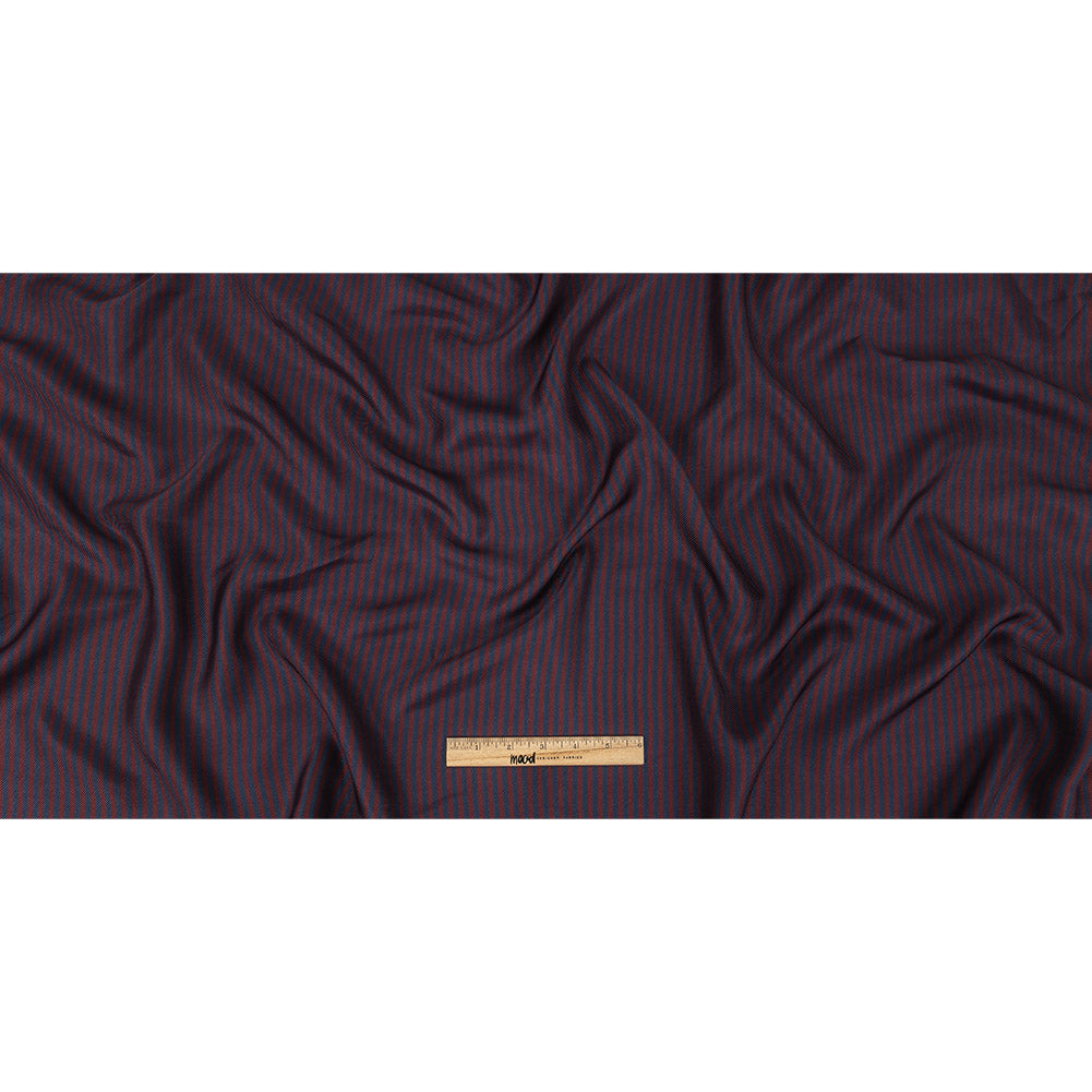 Famous Australian Designer Moonlit Ocean and Chocolate Truffle Candy Striped Viscose and Silk Twill Full Famous Australian Designer Moonlit Ocean and Chocolate Truffle Candy Striped Viscose and Silk Twill Full