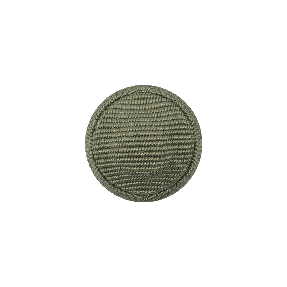Oil Green Ottoman Fabric Covered Domed Cotton Blend Sew On Button - 25L/16mm Detail Oil Green Ottoman Fabric Covered Domed Cotton Blend Sew On Button - 25L/16mm Detail