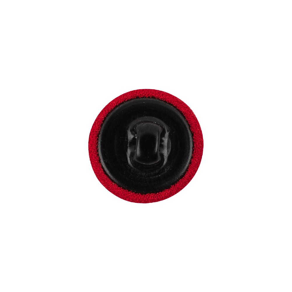 Salsa Red Chiffon Fabric Covered Smooth Top Silk and Metal Shank Back Button - 24L/15mm Detail Salsa Red Chiffon Fabric Covered Smooth Top Silk and Metal Shank Back Button - 24L/15mm Detail