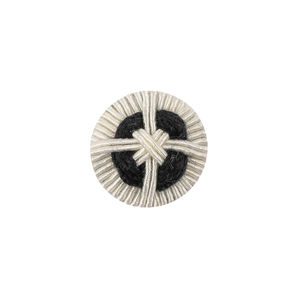 Marshmallow Gimp Braided Abstract Sew On Cotton and Metal Button - 24L/15mm Marshmallow Gimp Braided Abstract Sew On Cotton and Metal Button - 24L/15mm