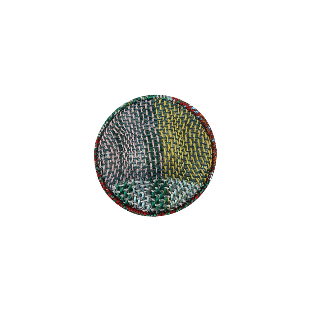 Red, Blue and Yellow Checks Dobby Fabric Covered Domed Cotton and Metal Sew On Button - 24L/15mm Detail Red, Blue and Yellow Checks Dobby Fabric Covered Domed Cotton and Metal Sew On Button - 24L/15mm Detail