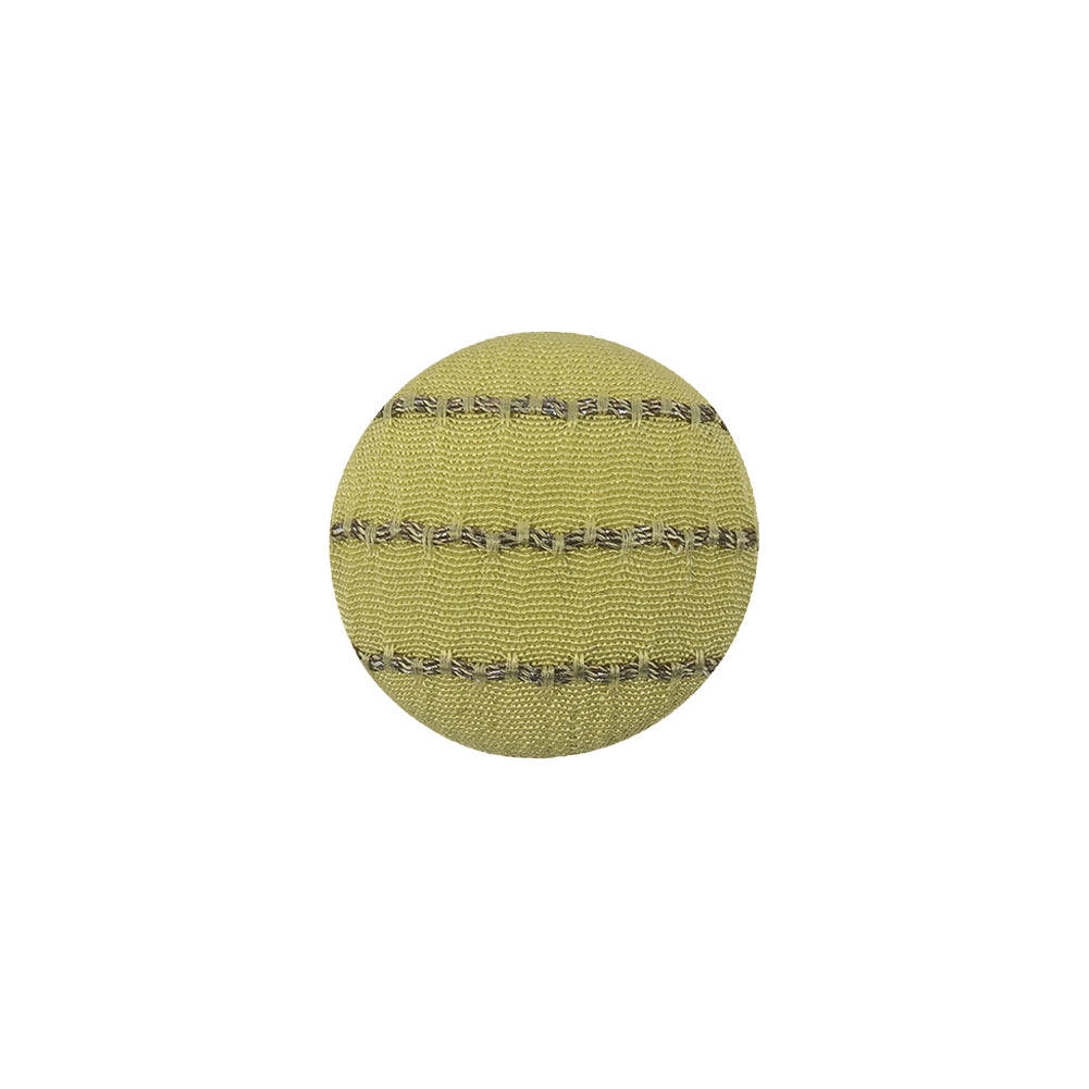 Lime and Silvery Lurex Striated Satin Fabric Covered Silk and Metal Sew On Button - 24L/15mm Lime and Silvery Lurex Striated Satin Fabric Covered Silk and Metal Sew On Button - 24L/15mm