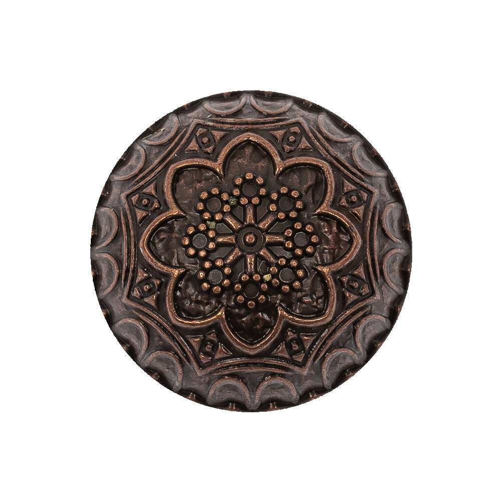 Old Copper Floral Classical Dome Shaped Metal Coat Button - 40L/25.5mm Old Copper Floral Classical Dome Shaped Metal Coat Button - 40L/25.5mm