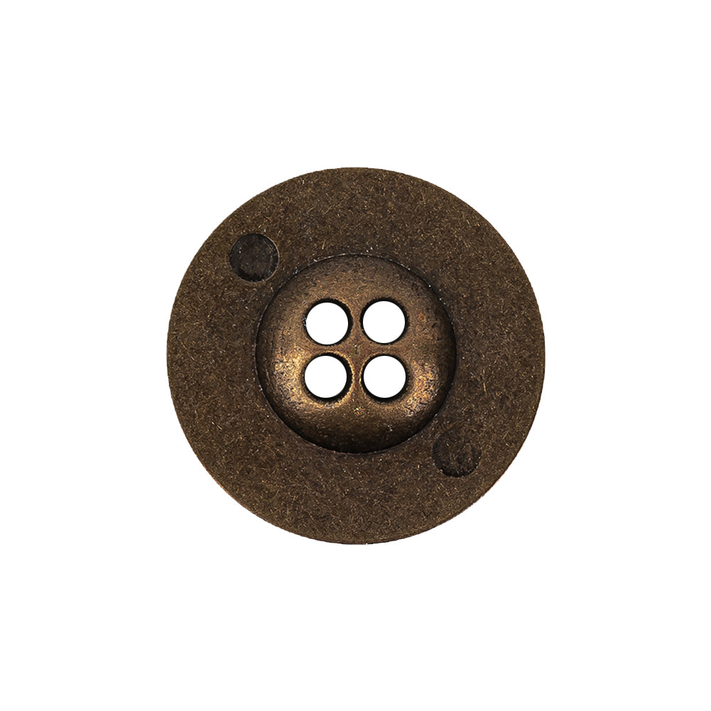 Italian Bronze Floral Metal Button - 36L/23mm Detail Italian Bronze Floral Metal Button - 36L/23mm Detail