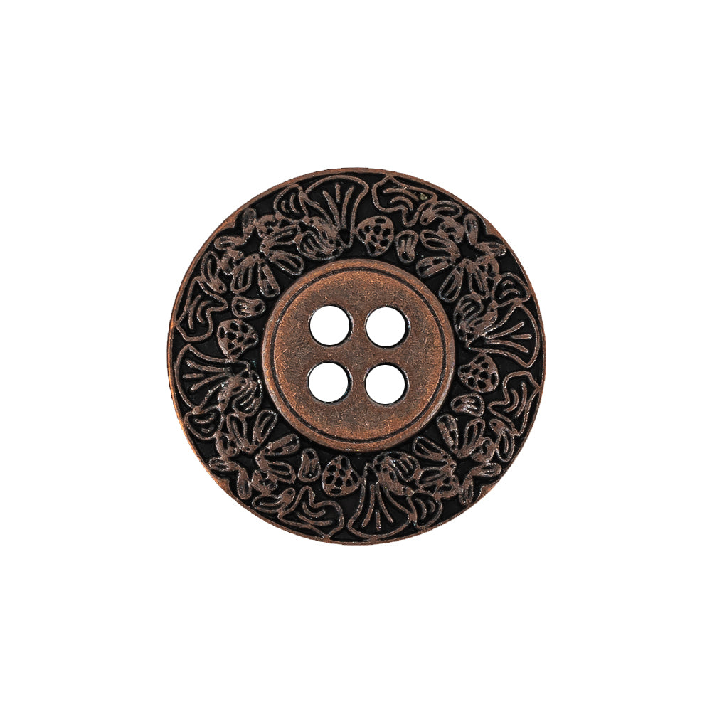 Italian Copper Floral Metal Button - 36L/23mm Italian Copper Floral Metal Button - 36L/23mm