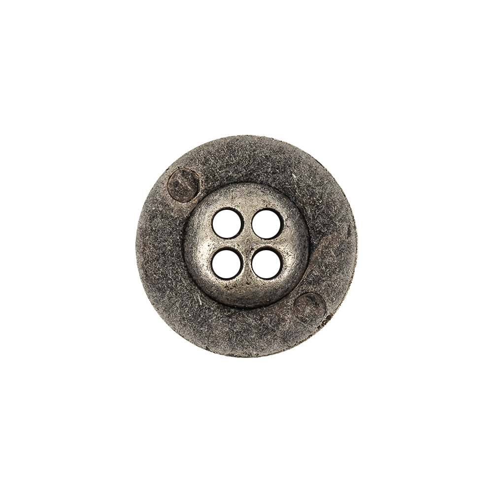 Italian Silver Floral Metal Button - 30L/19mm Detail Italian Silver Floral Metal Button - 30L/19mm Detail
