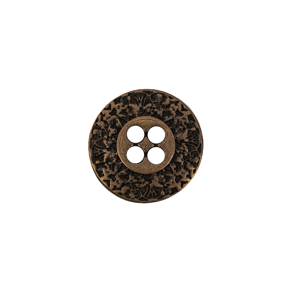 Italian Bronze Floral Metal Button - 24L/15mm Italian Bronze Floral Metal Button - 24L/15mm
