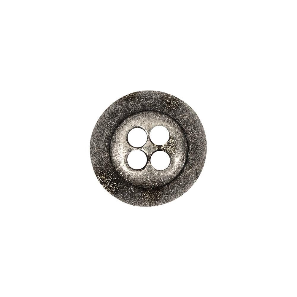 Italian Silver Floral Metal Button - 24L/15mm Detail Italian Silver Floral Metal Button - 24L/15mm Detail