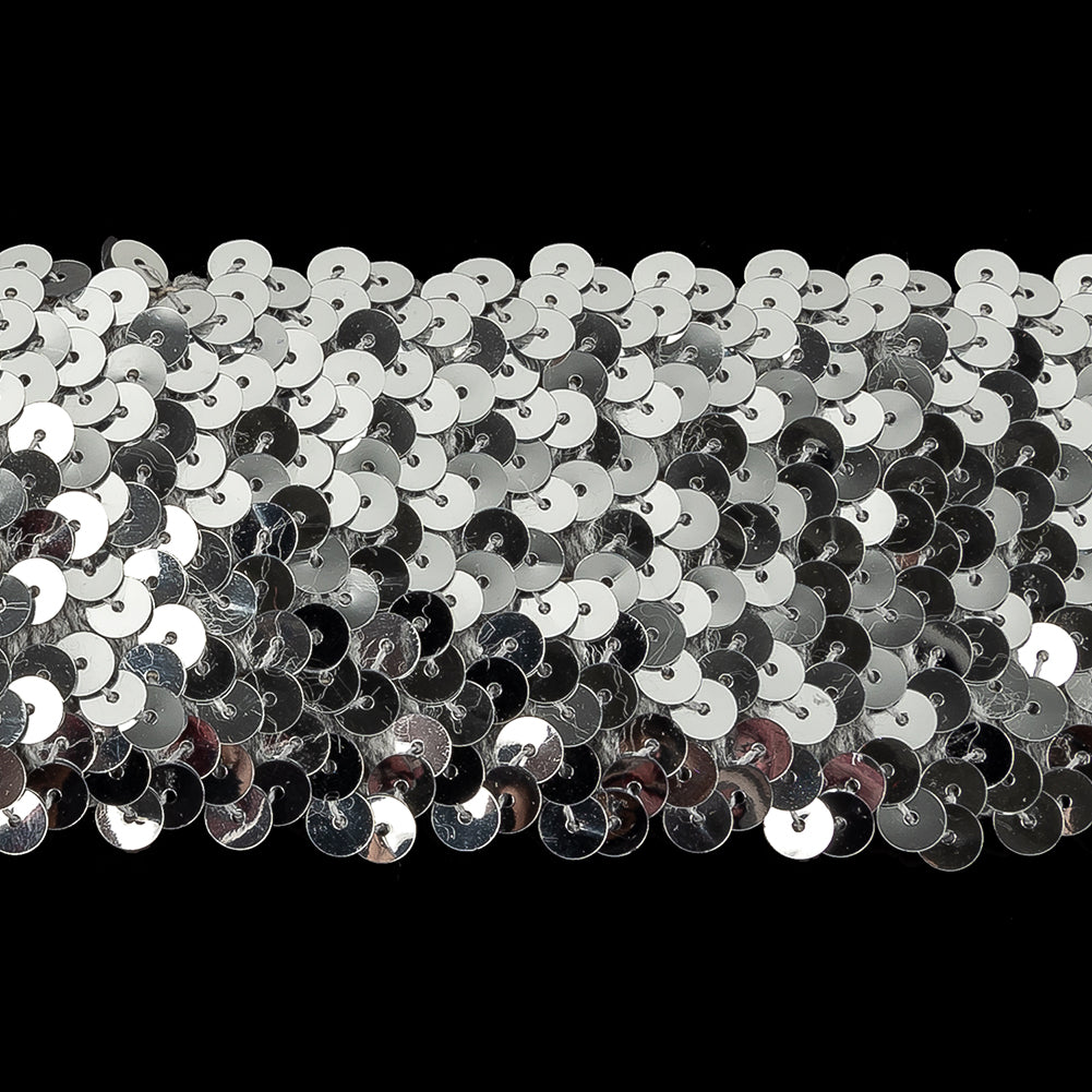 Silver Stretch Sequins Trim - 2.25" Detail Silver Stretch Sequins Trim - 2.25" Detail