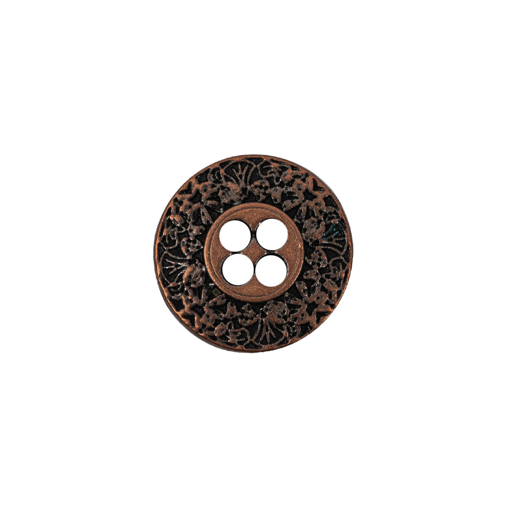 Italian Copper Floral Metal Button - 24L/15mm Italian Copper Floral Metal Button - 24L/15mm