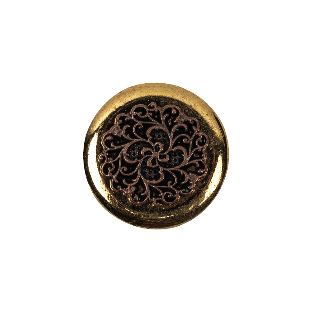Italian Copper Coin Floral Shank Back Button - 32L/20mm Italian Copper Coin Floral Shank Back Button - 32L/20mm