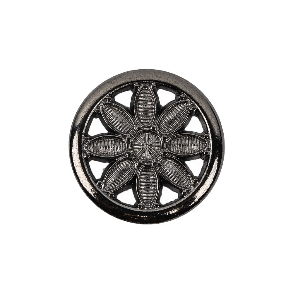 Italian Gunmetal Floral Shank Back Button - 36L/23mm Italian Gunmetal Floral Shank Back Button - 36L/23mm