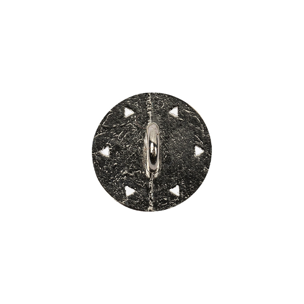 Italian Nickel Floral Shank Back Button - 24L/15mm Detail Italian Nickel Floral Shank Back Button - 24L/15mm Detail